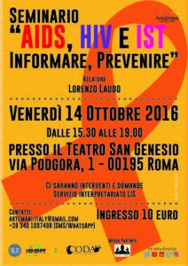 AIDS, HIV e IST: Informare, Prevenire, 14 ottobre 2016